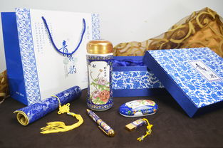 中國夢創意禮品 青花瓷筆筒三件套裝，房地產開盤禮贈佳品